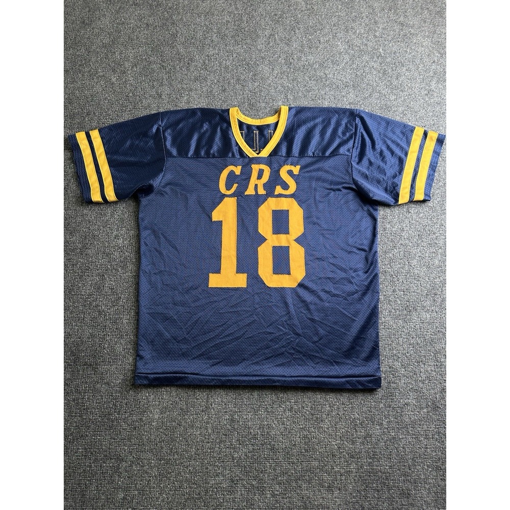 Mens 90s CRS Miller #18 Blue Gold Mesh Football Jersey, Size XL